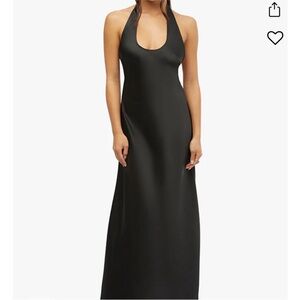 WeWoreWhat Black Halter Slip Midi Dress